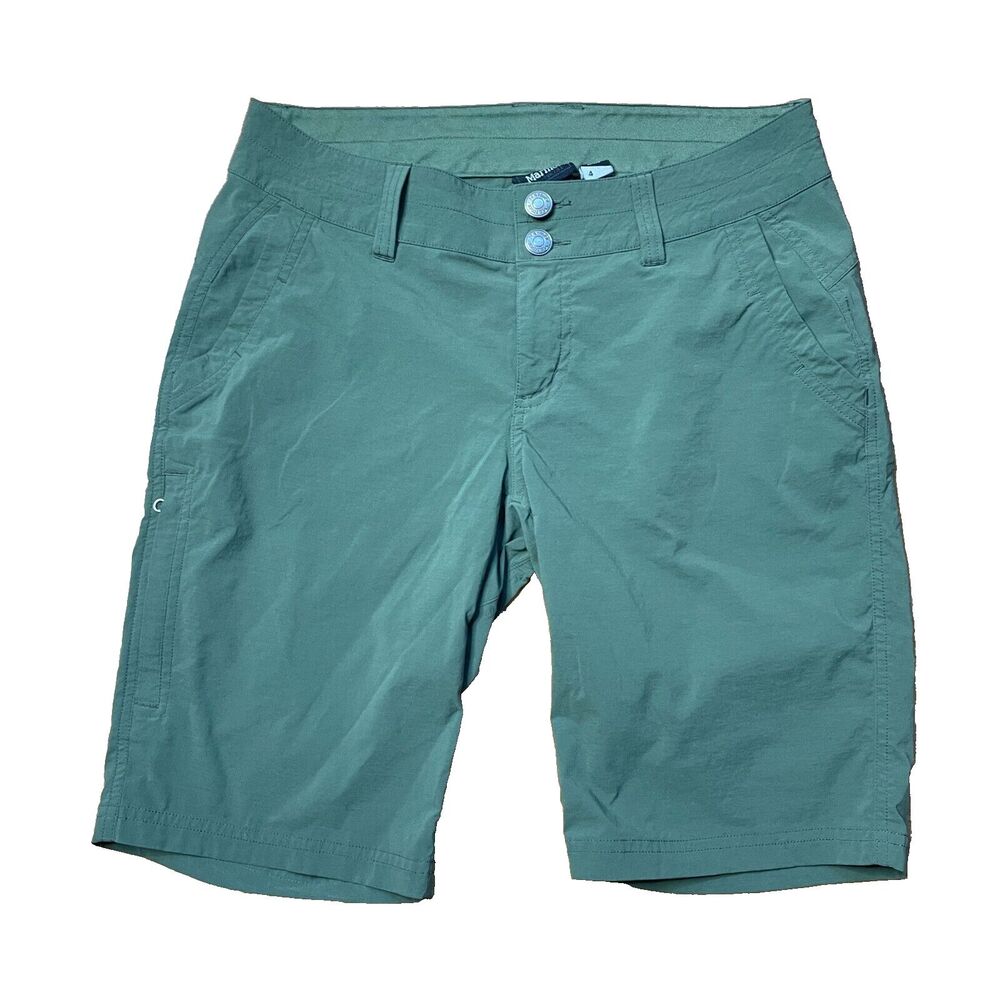 MARMOT Bermuda Olive Green Zipper Pocket Hiking Shorts Womens Size 4